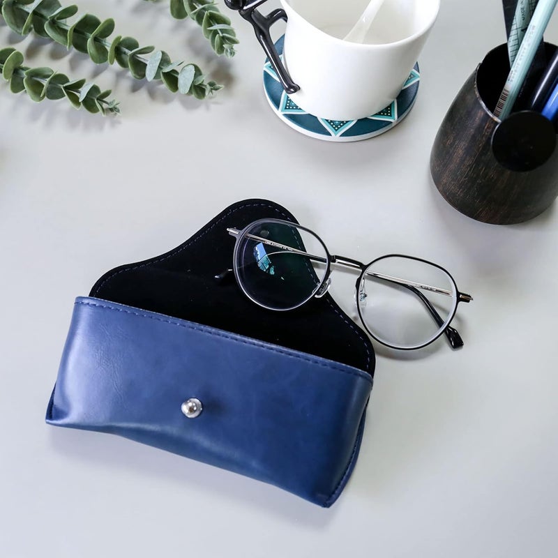 LogHog Portable Leather Glasses Case,Flexible Sunglasses Pouch Slim Case for Women Men Horizontal Eyeglass Case - Image 2
